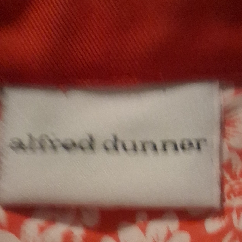 Alfred Dunner Orange White Floral Button Down Blouse Shirt Size 14 3/4 Sleeve - Picture 5 of 10